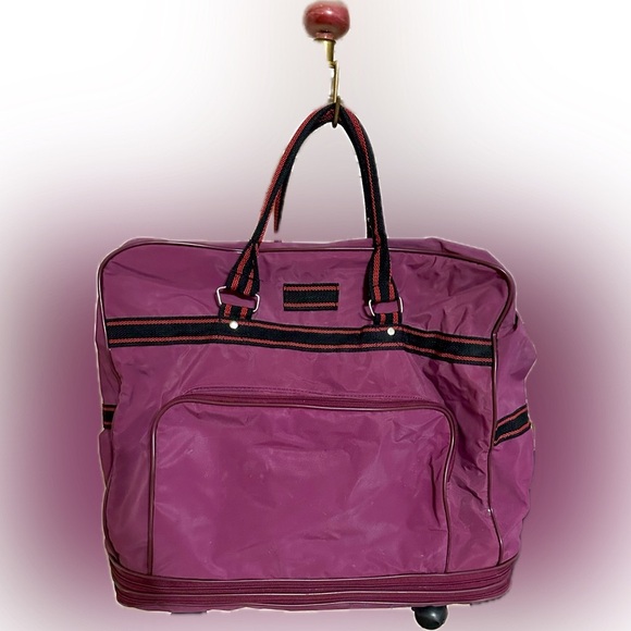 VTG EXPANDABLE ROLLING TRAVEL LUGGAGE BAG WHEELS FUSHIA PURPLE PINK 20”x11”x 24” - Picture 2 of 14